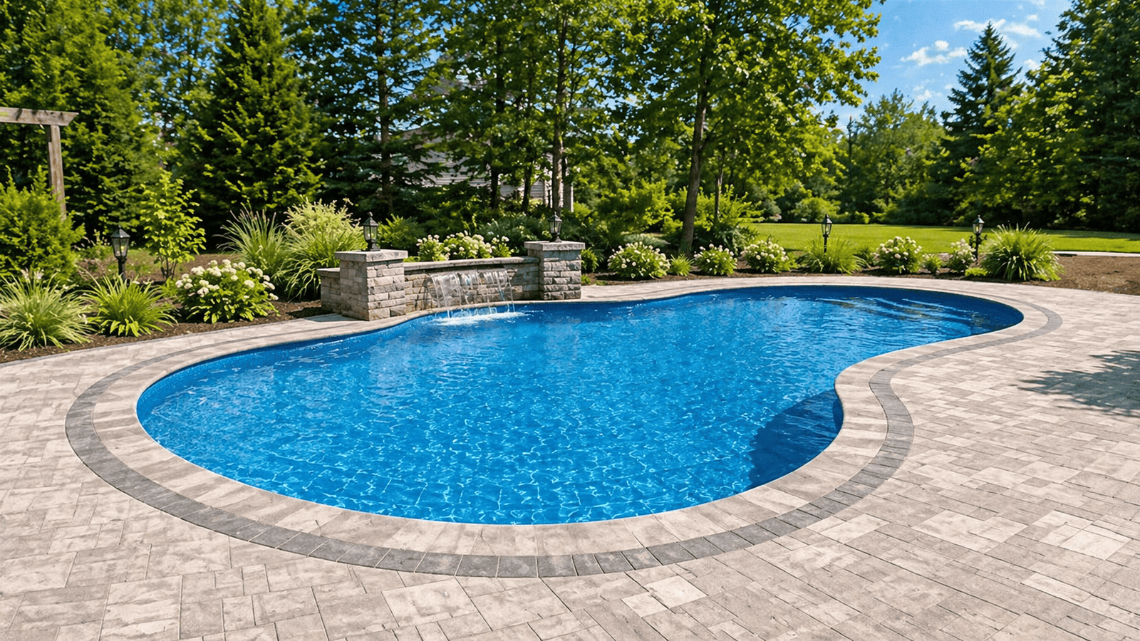 Backyard paver pool deck in Tampa Bay by Dr Pavers Design