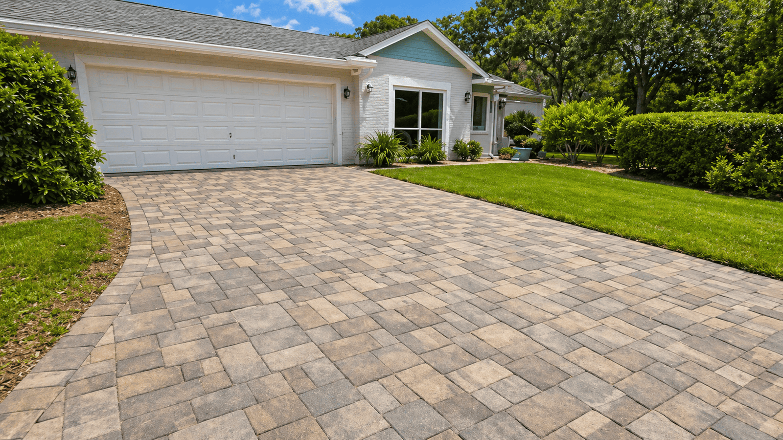 After photo of completed paver driveway installation in Tampa Bay by Dr Pavers Design