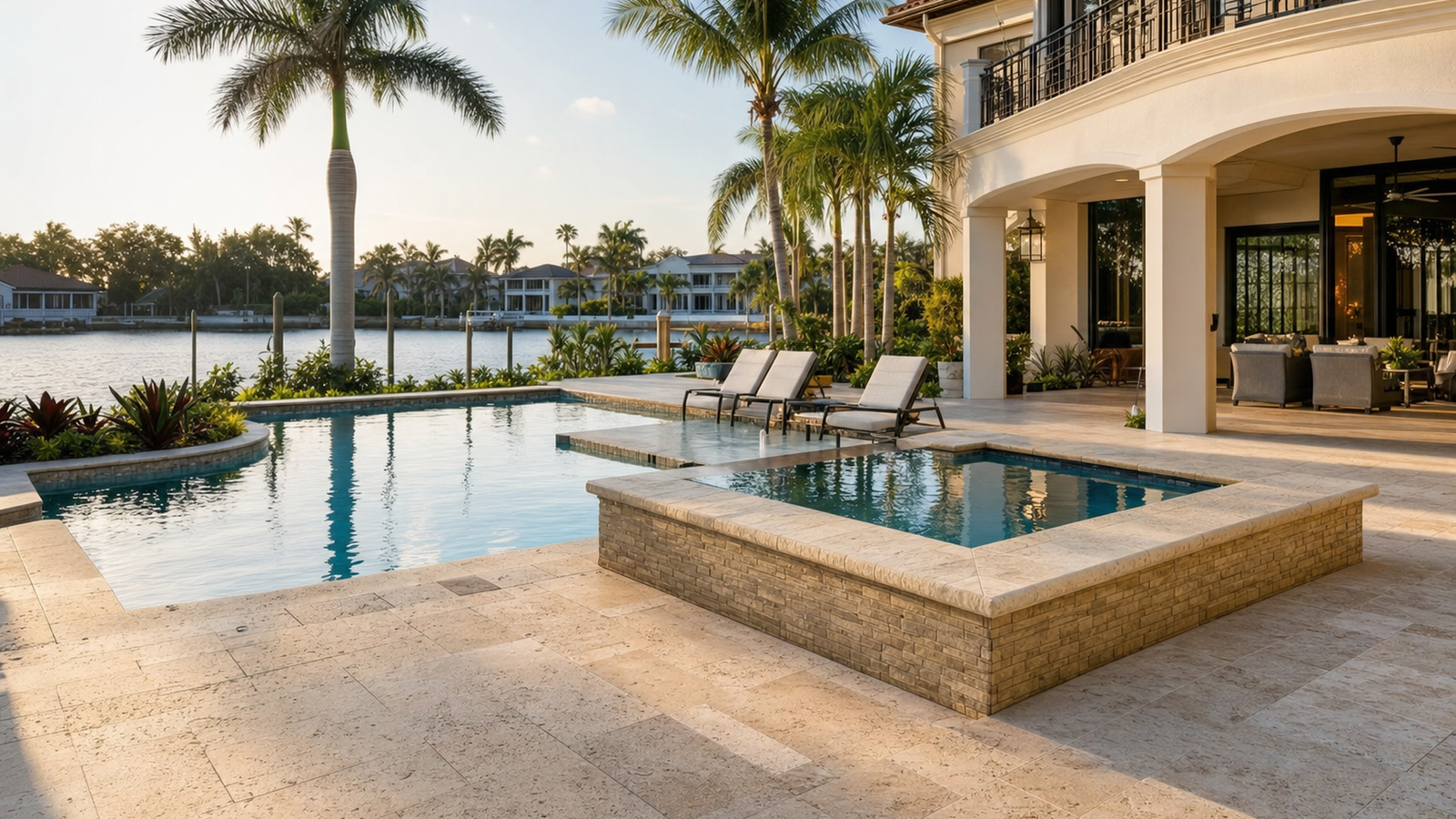 travertine pavers Tampa Bay residential project