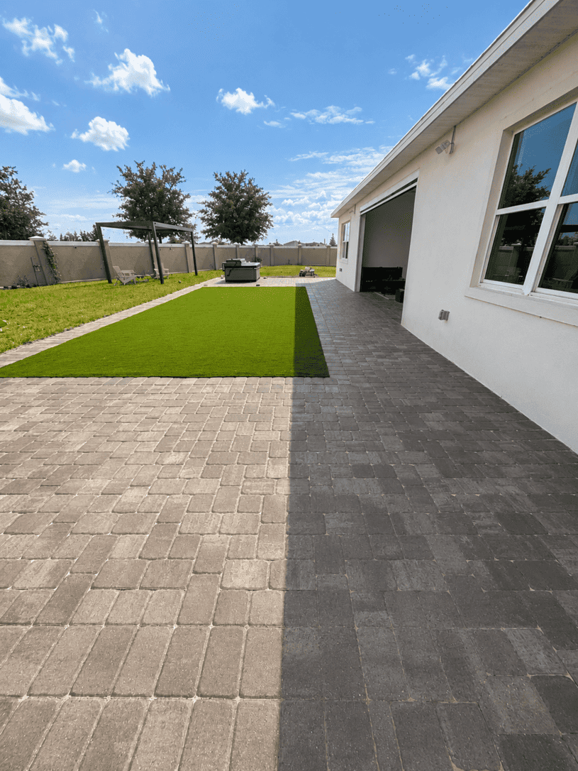 Residential paver installation project in Tampa Bay at a residential property