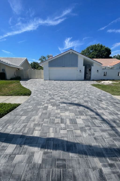 Driveway paver installation in Tampa Bay at a residential property