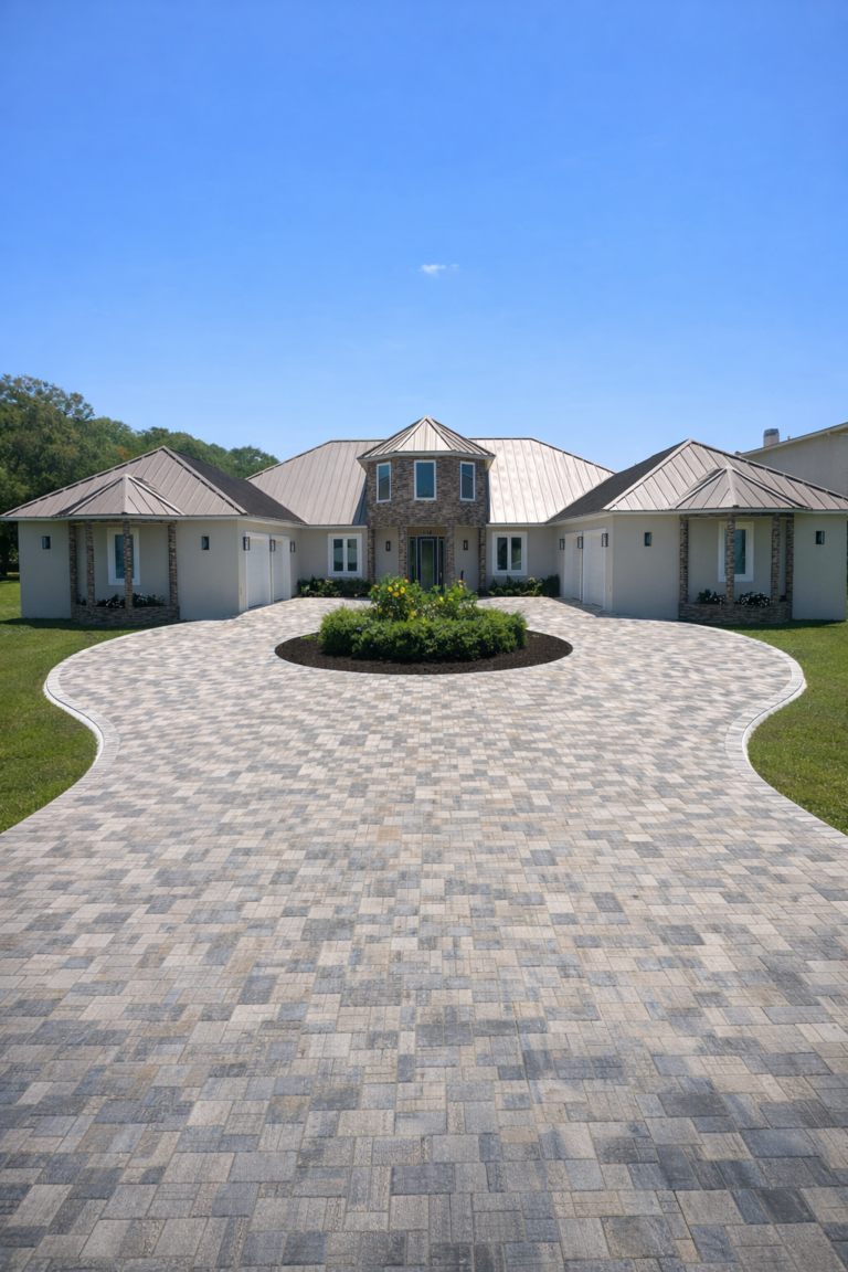 Driveway paver installation in Tampa Bay at a residential property