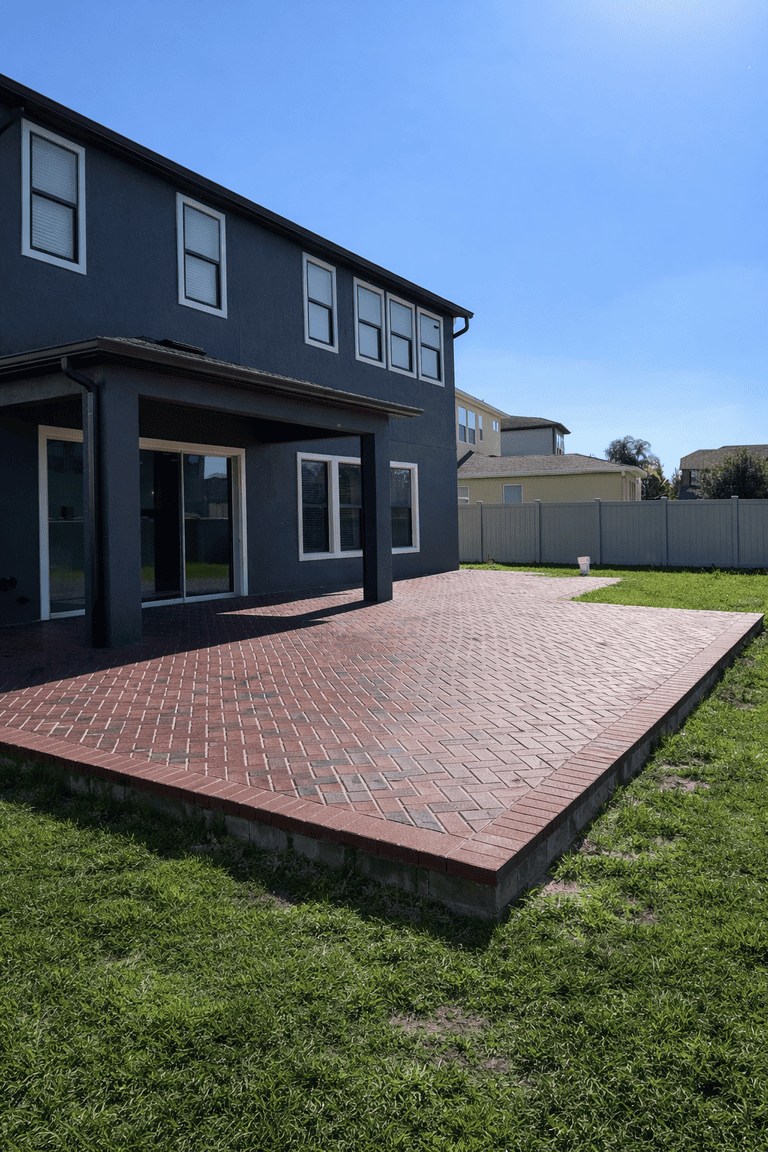 Patio paver installation in Tampa Bay at a residential property