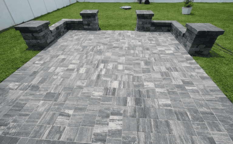 Patio paver installation in Tampa Bay at a residential property