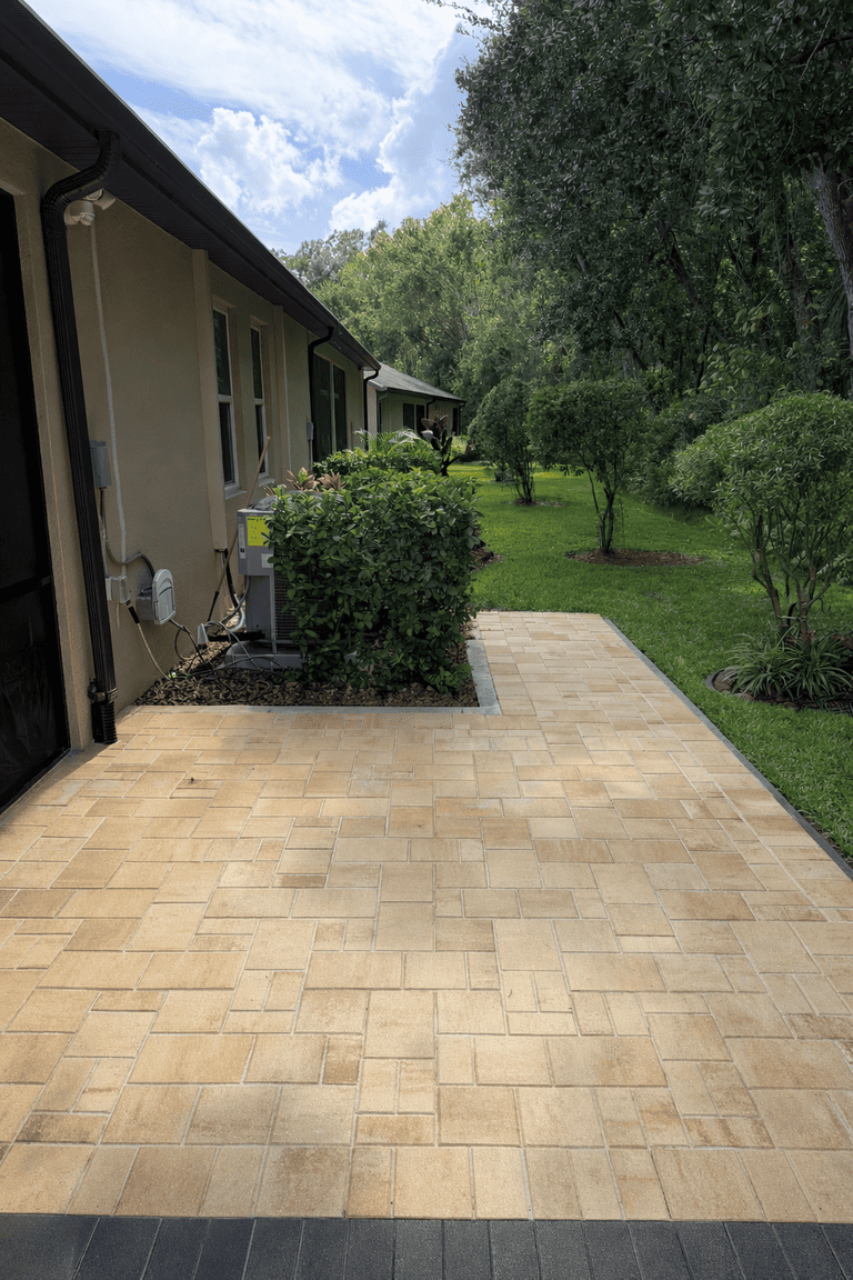 Patio paver installation in Tampa Bay at a residential property
