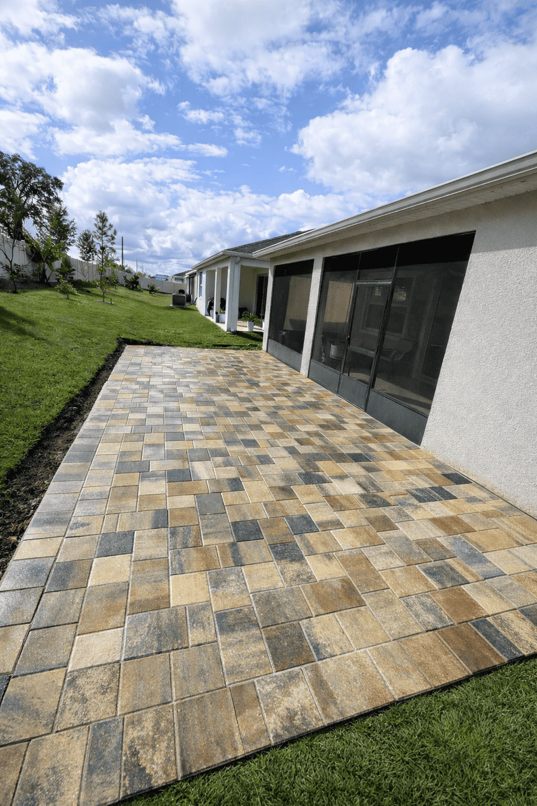 Patio paver installation in Tampa Bay at a residential property