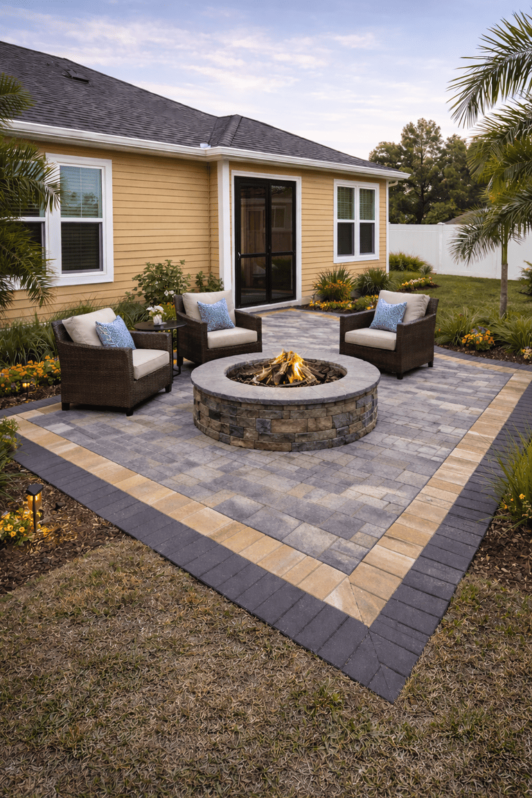 Patio paver installation in Tampa Bay at a residential property