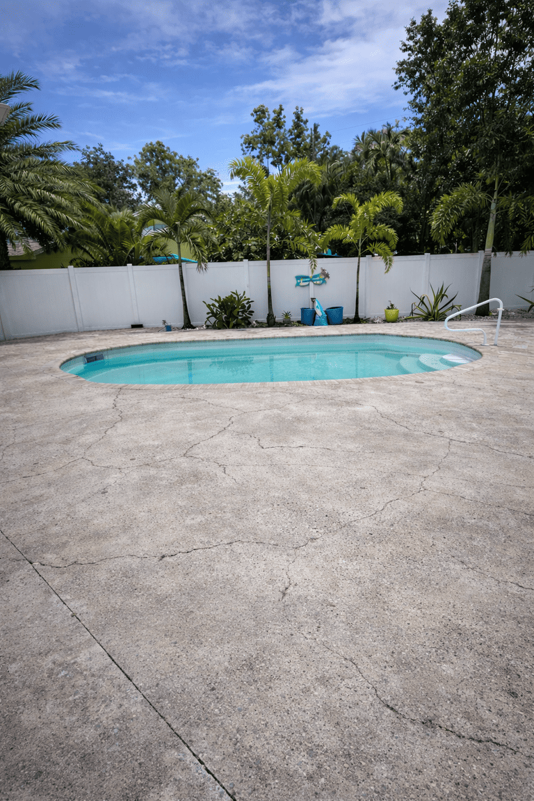 Pool deck paver installation in Tampa Bay at a residential property