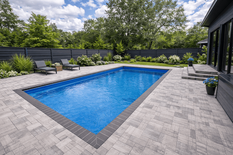 Pool deck paver installation in Tampa Bay at a residential property