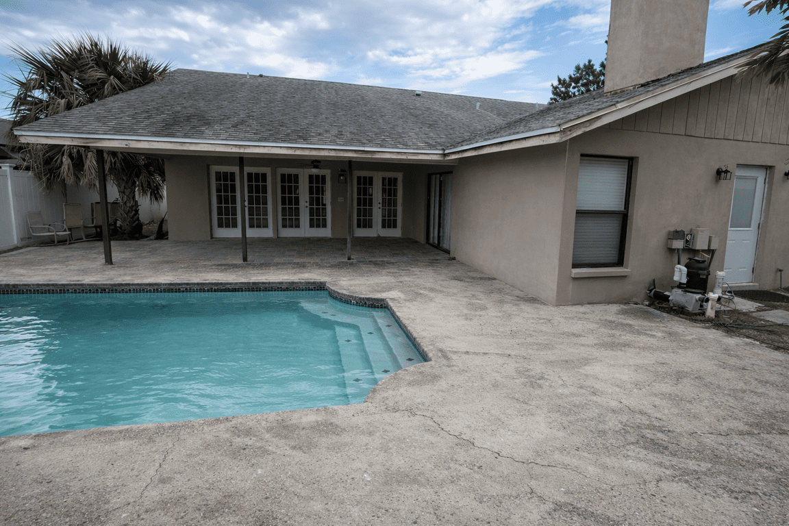 Pool deck paver installation in Tampa Bay at a residential property