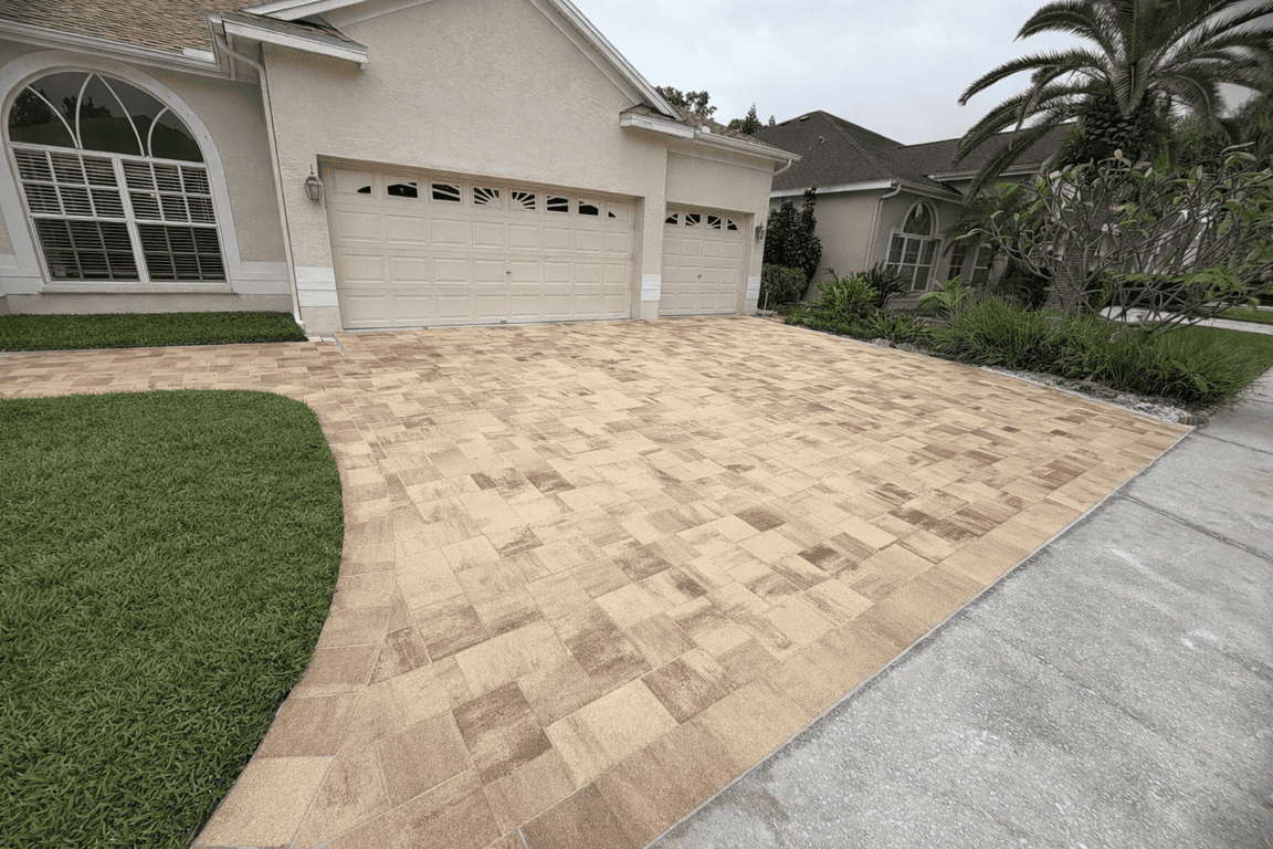 Driveway paver installation in Tampa Bay at a residential property