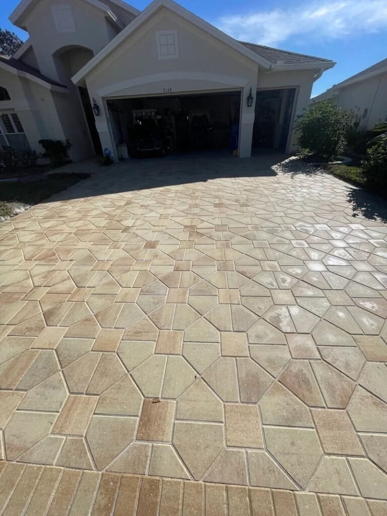 Driveway paver installation in Tampa Bay at a residential property