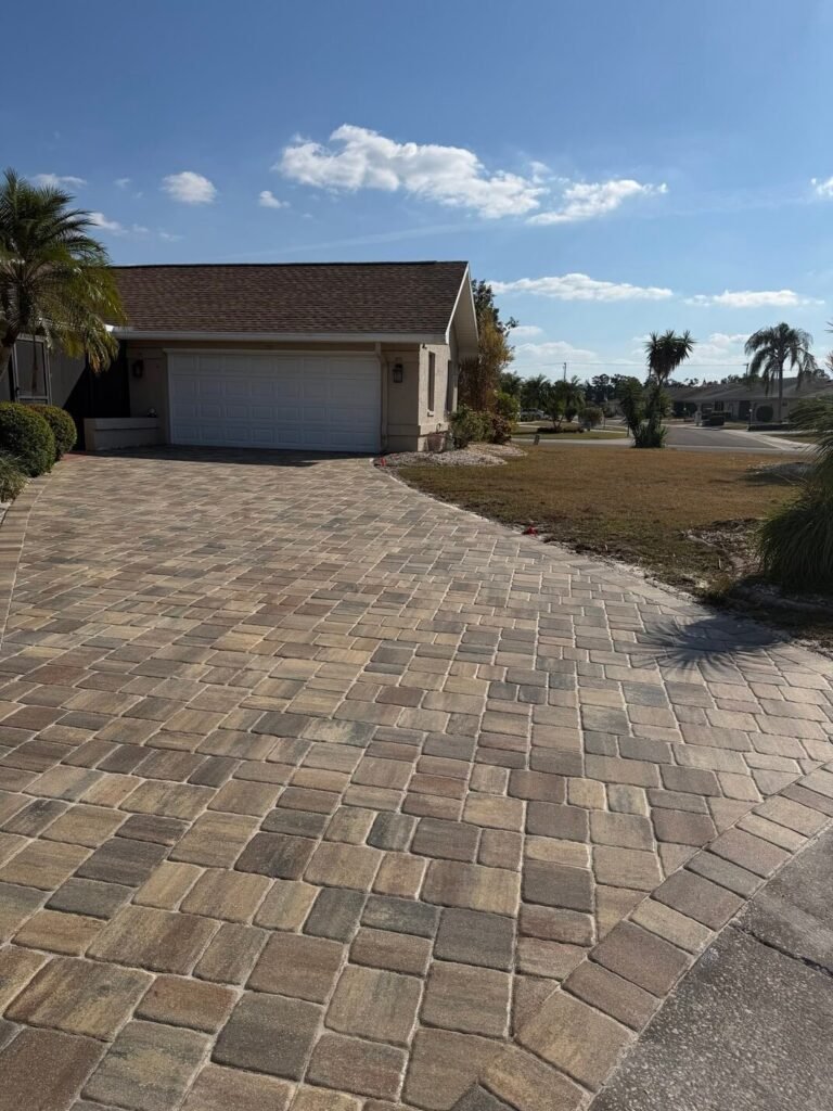 Driveway paver installation in Tampa Bay at a residential property