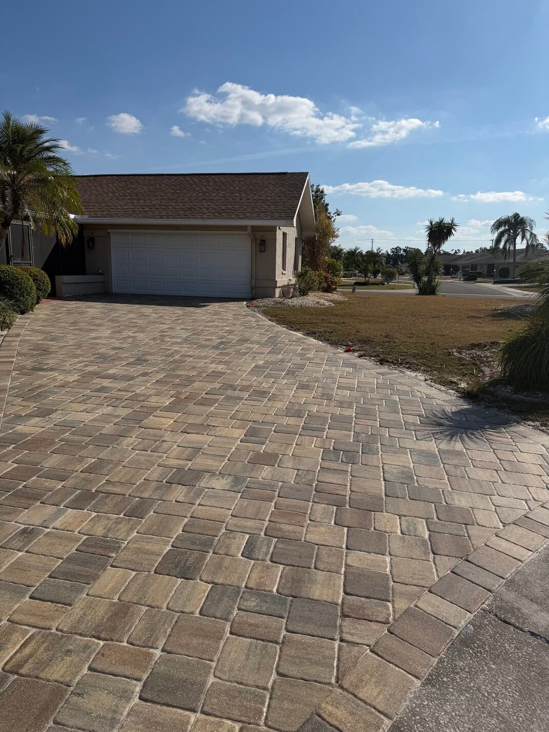 Driveway paver installation in Tampa Bay at a residential property