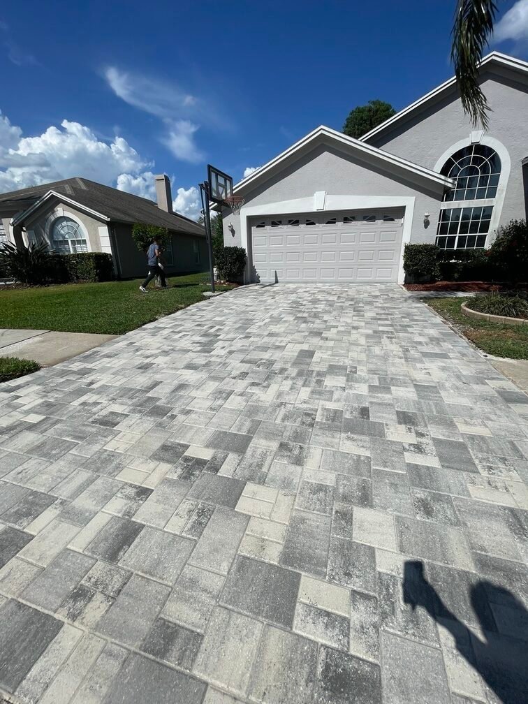 Driveway paver installation in Tampa Bay at a residential property