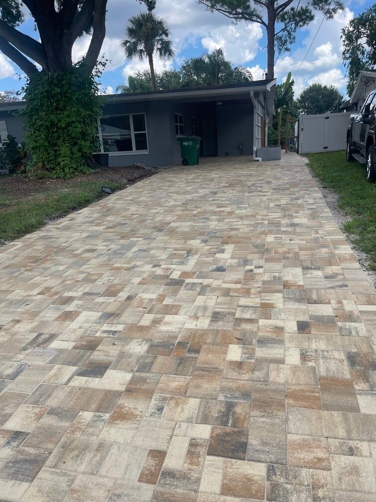 Driveway paver installation in Tampa Bay at a residential property
