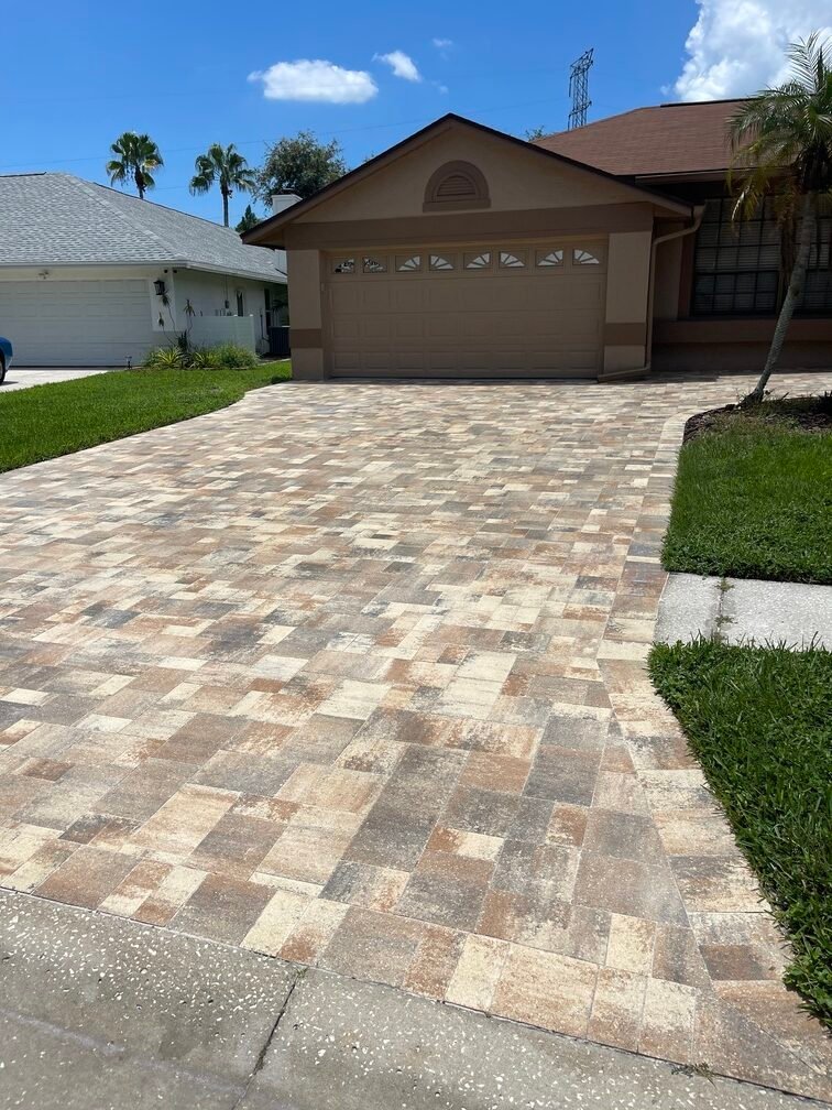 Driveway paver installation in Tampa Bay at a residential property