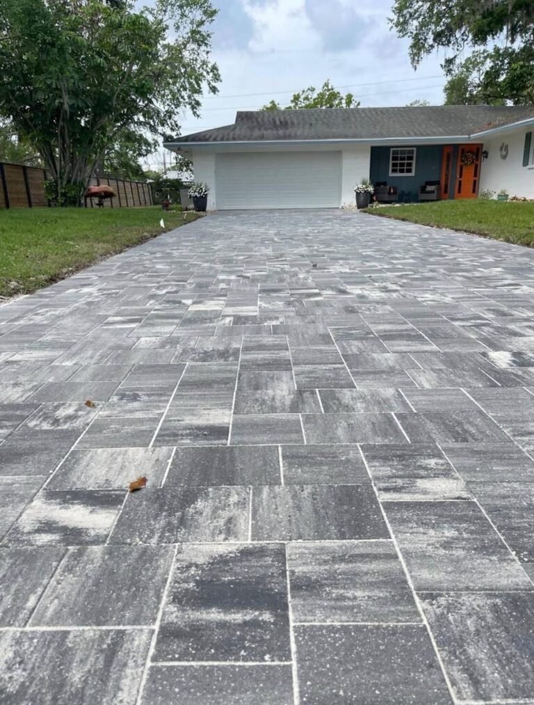 Driveway paver installation in Tampa Bay at a residential property