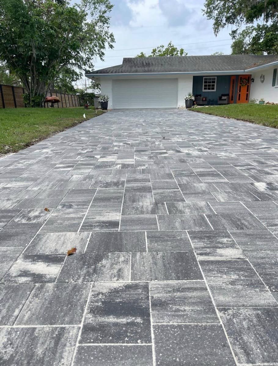 Driveway paver installation in Tampa Bay at a residential property
