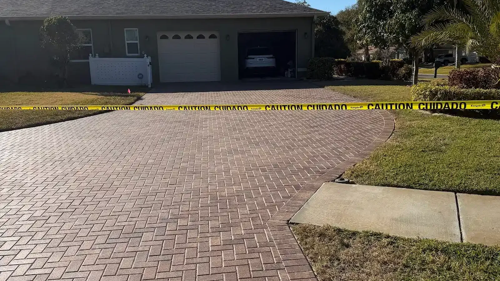 pavers sinking shown in a real Tampa Bay outdoor project