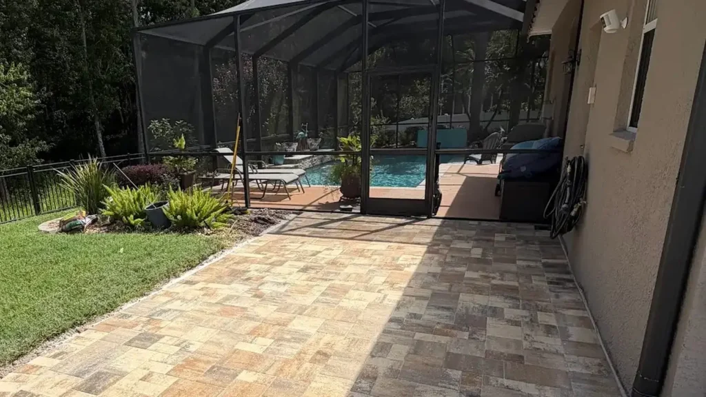 pressure wash pavers shown in a real Tampa Bay outdoor project