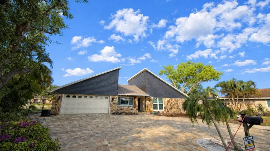 modern driveway ideas shown in a real Tampa Bay outdoor project