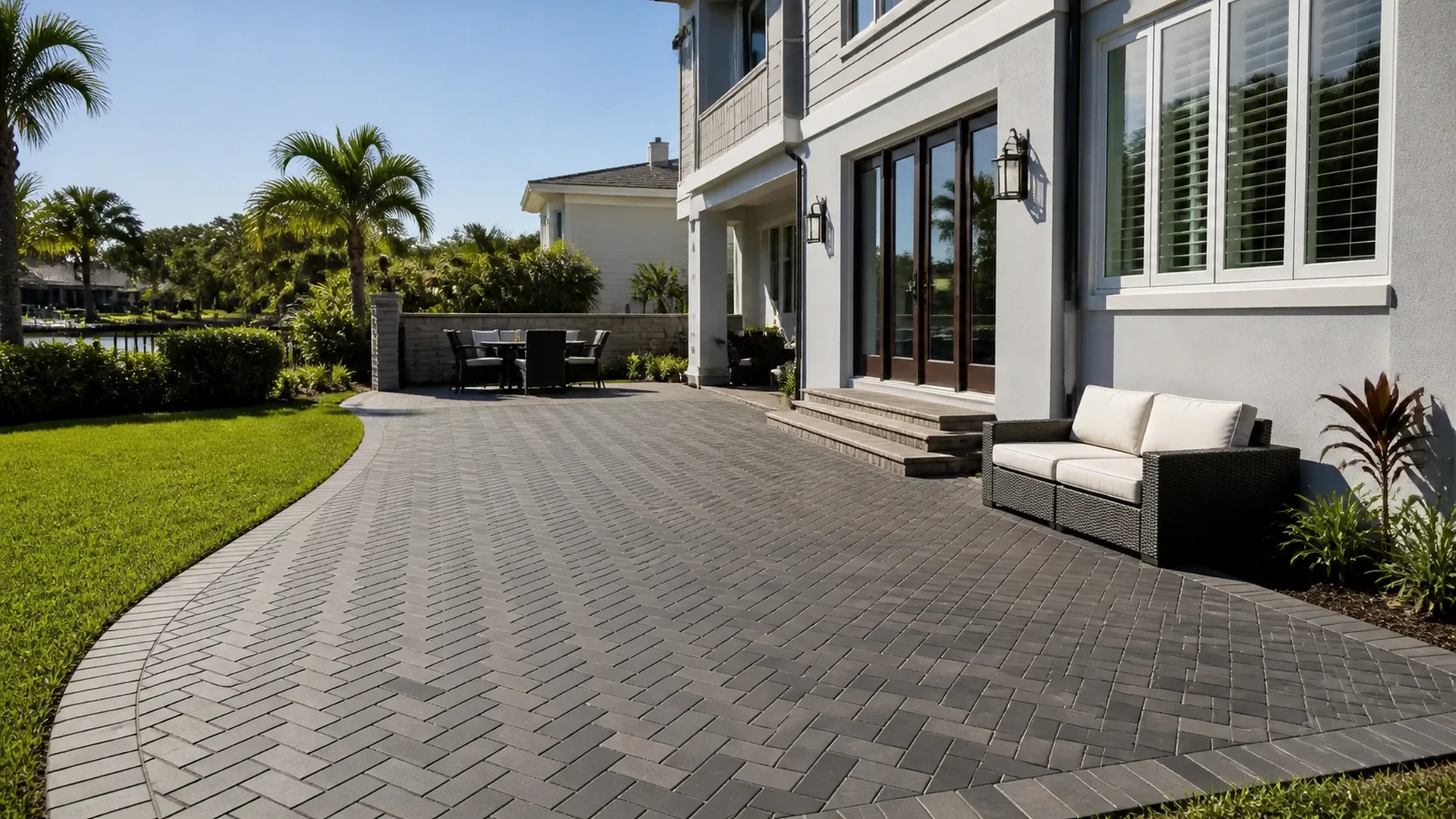 herringbone paver pattern for a Tampa Bay outdoor project