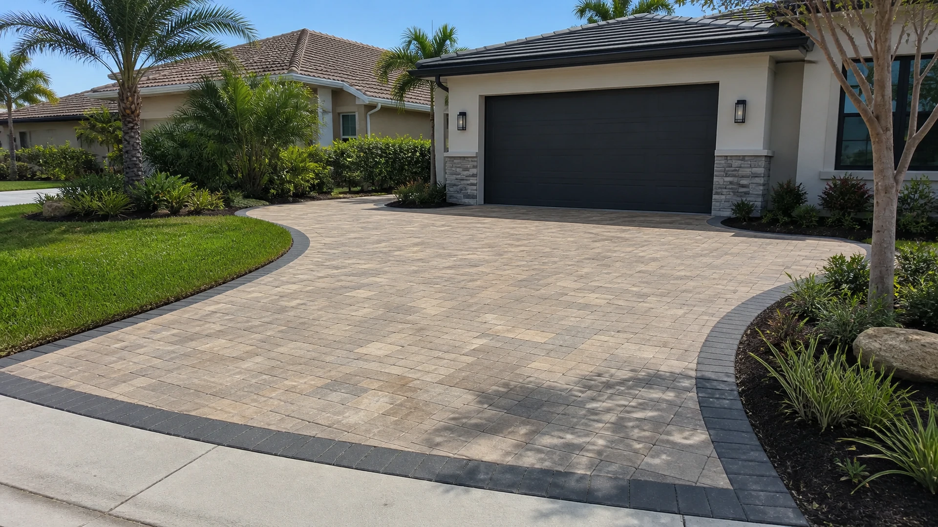 soldier course paver border for a Tampa Bay outdoor project