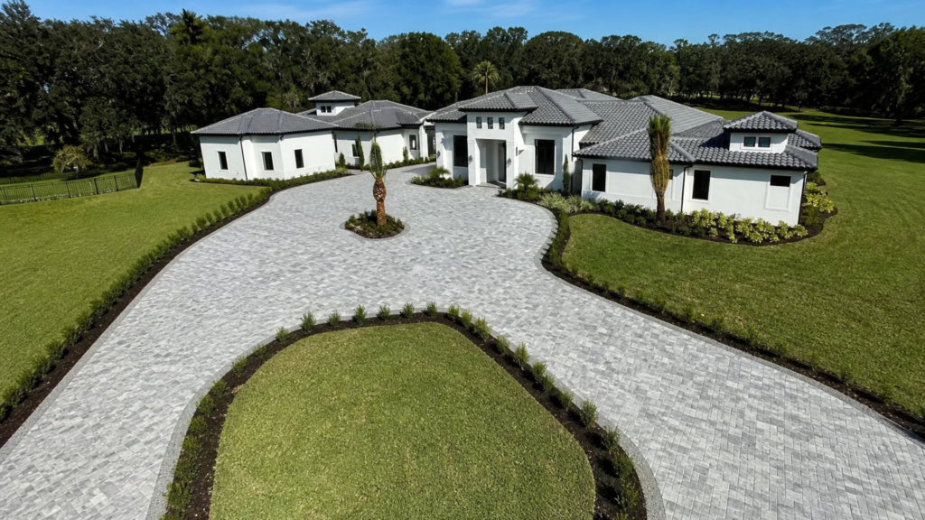 pavers and heavy trucks at a completed Dr Pavers Design project
