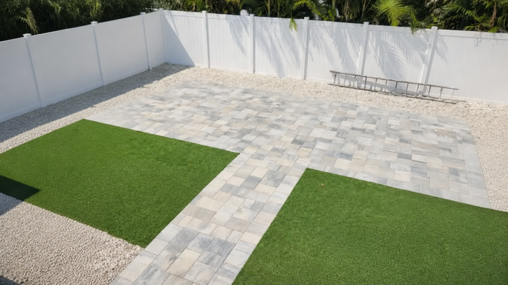 narrow side yard pavers at a completed Dr Pavers Design project
