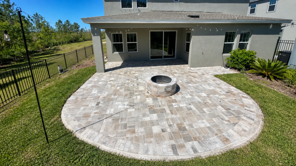 fire pit safety planning at a completed Dr Pavers Design project