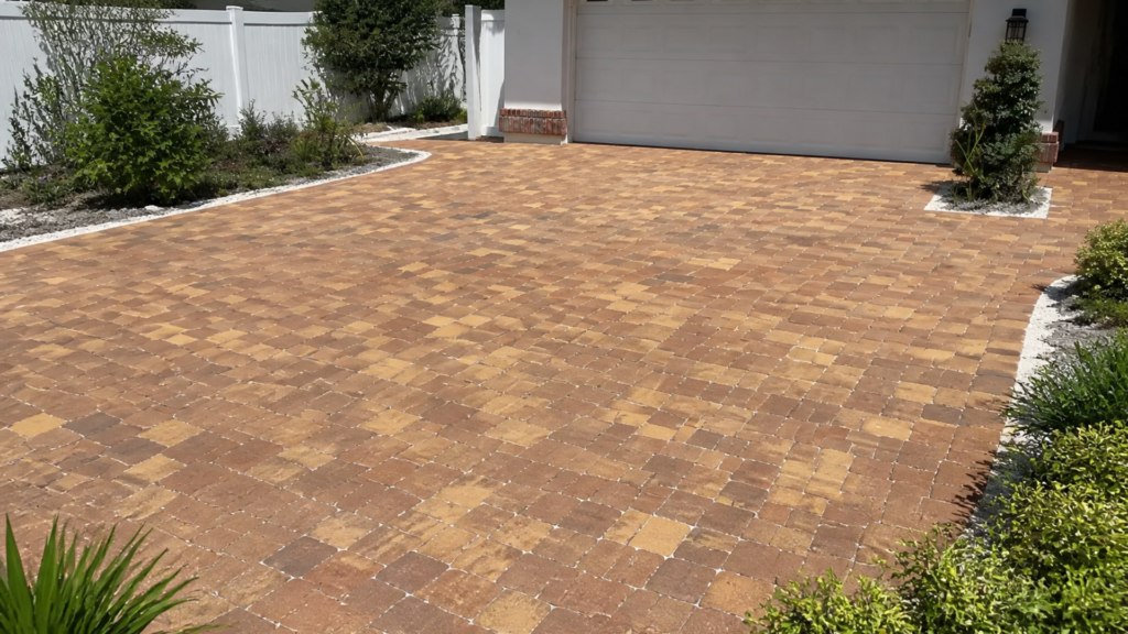 driveway edge failure at a completed Dr Pavers Design project