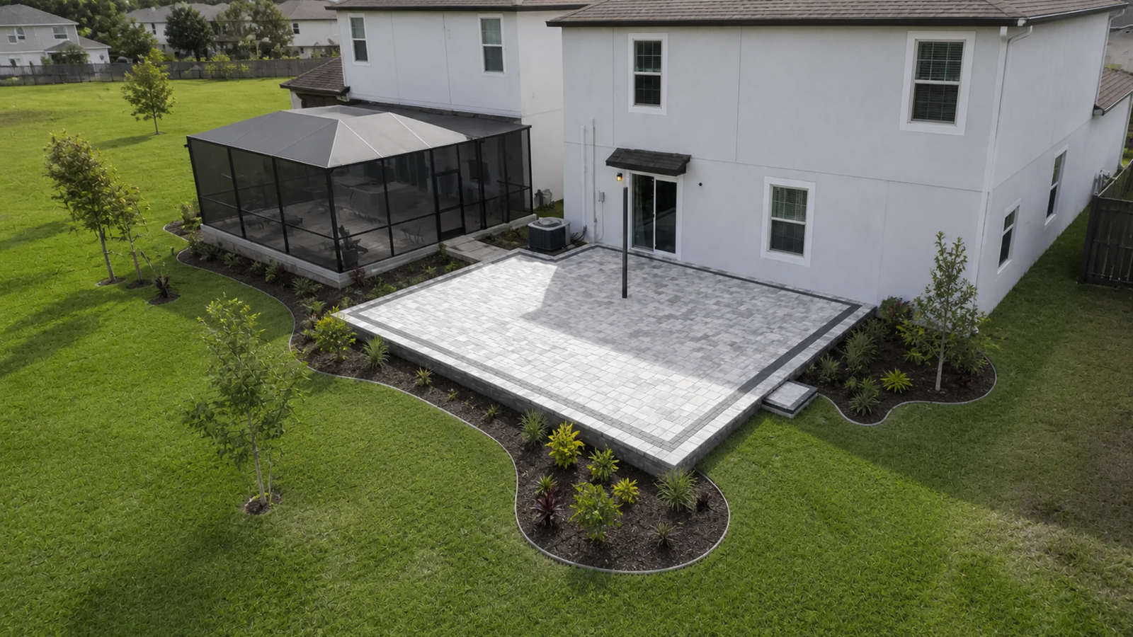 multi-level patio ideas at a completed Dr Pavers Design project