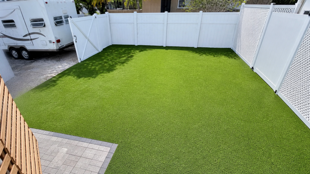 turf and paver transitions at a completed Dr Pavers Design project