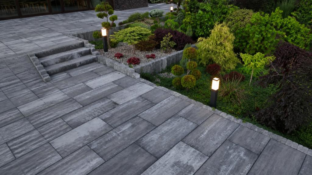 retaining wall drainage at a completed Dr Pavers Design project