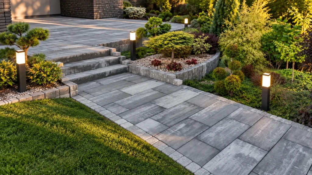 retaining wall cap movement at a completed Dr Pavers Design project