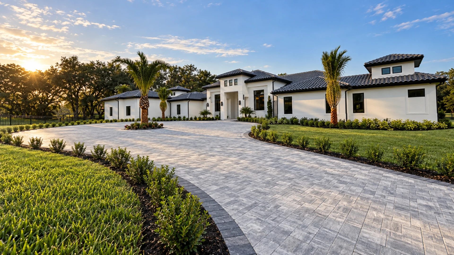 charcoal paver borders at a completed Dr Pavers Design project