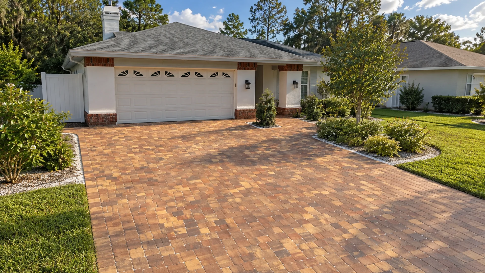 driveway paver tire marks at a completed Dr Pavers Design project