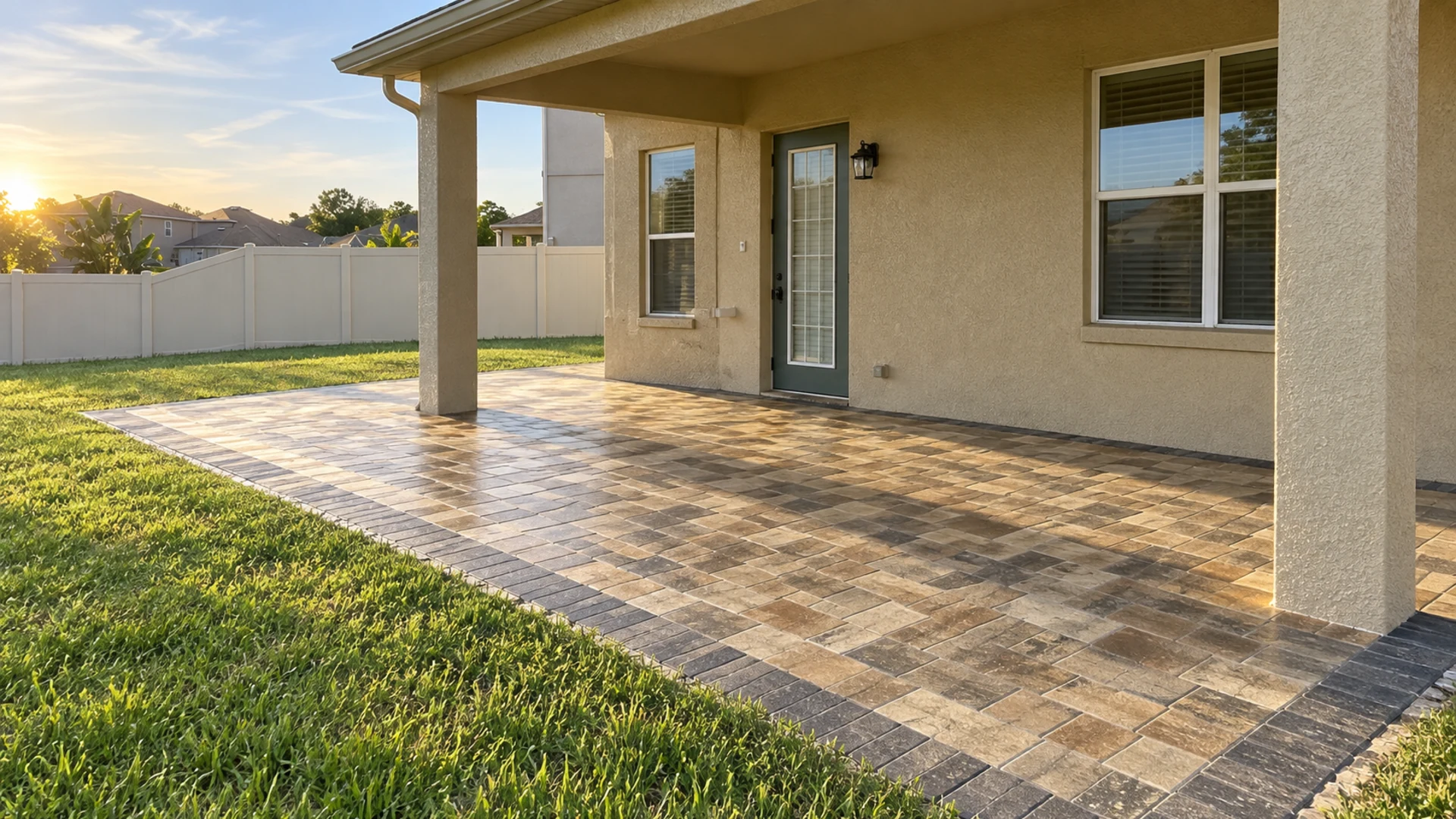 covered patio pavers at a completed Dr Pavers Design project