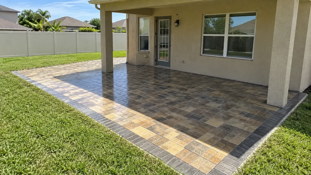 paver joint sand erosion at a completed Dr Pavers Design project