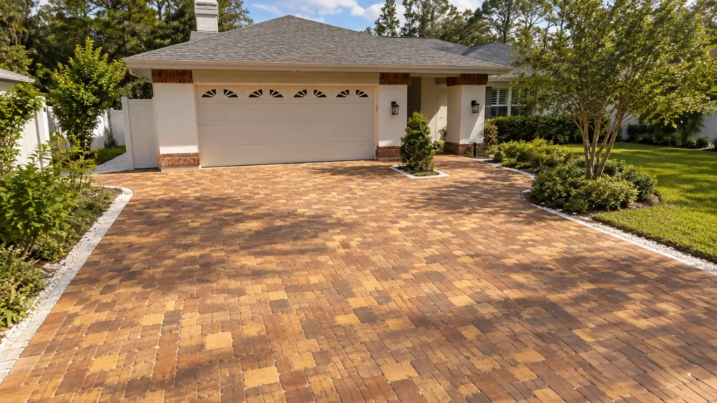 driveway garage drainage at a completed Dr Pavers Design project